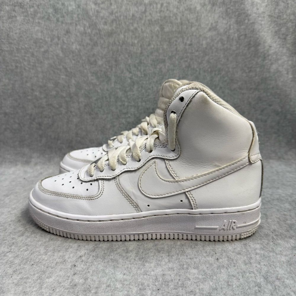 Nike Air Force One High Women Shoe Size 6.5 White Leather Lace Up Casual Sneaker